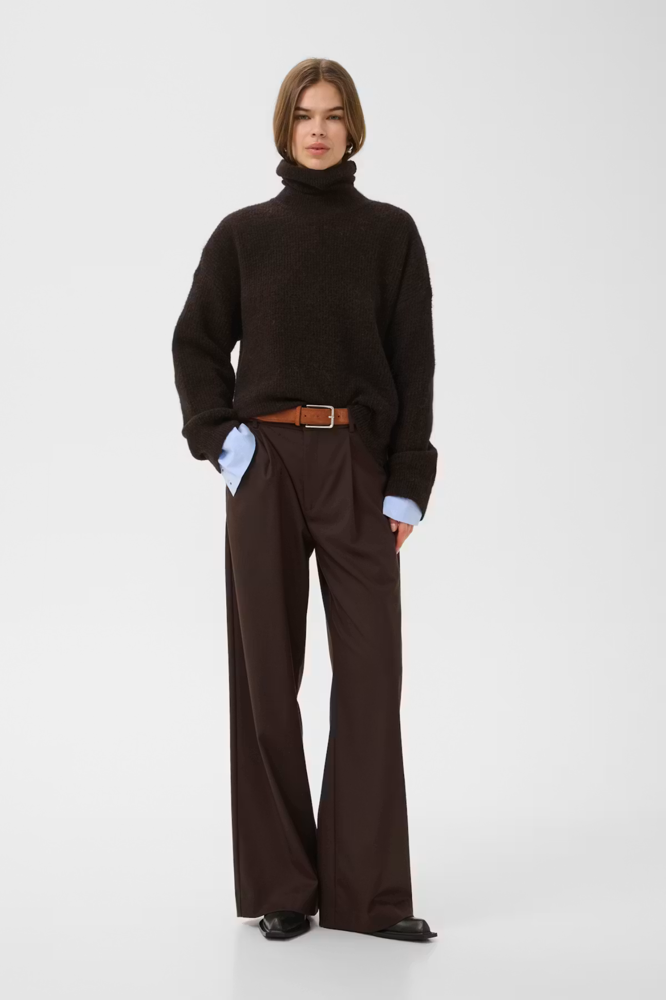 PAULA MW WIDE PANTS - BROWN