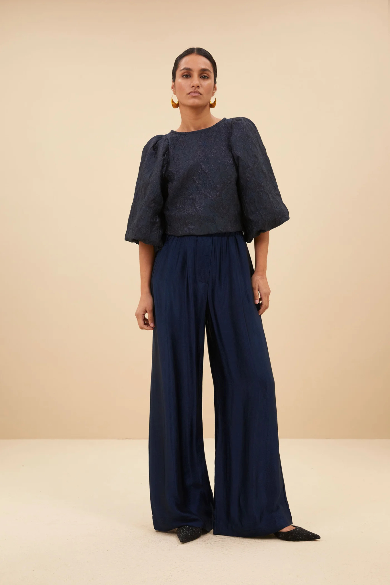 ZASU JACQUARD BLOUSE - MIDNIGHT