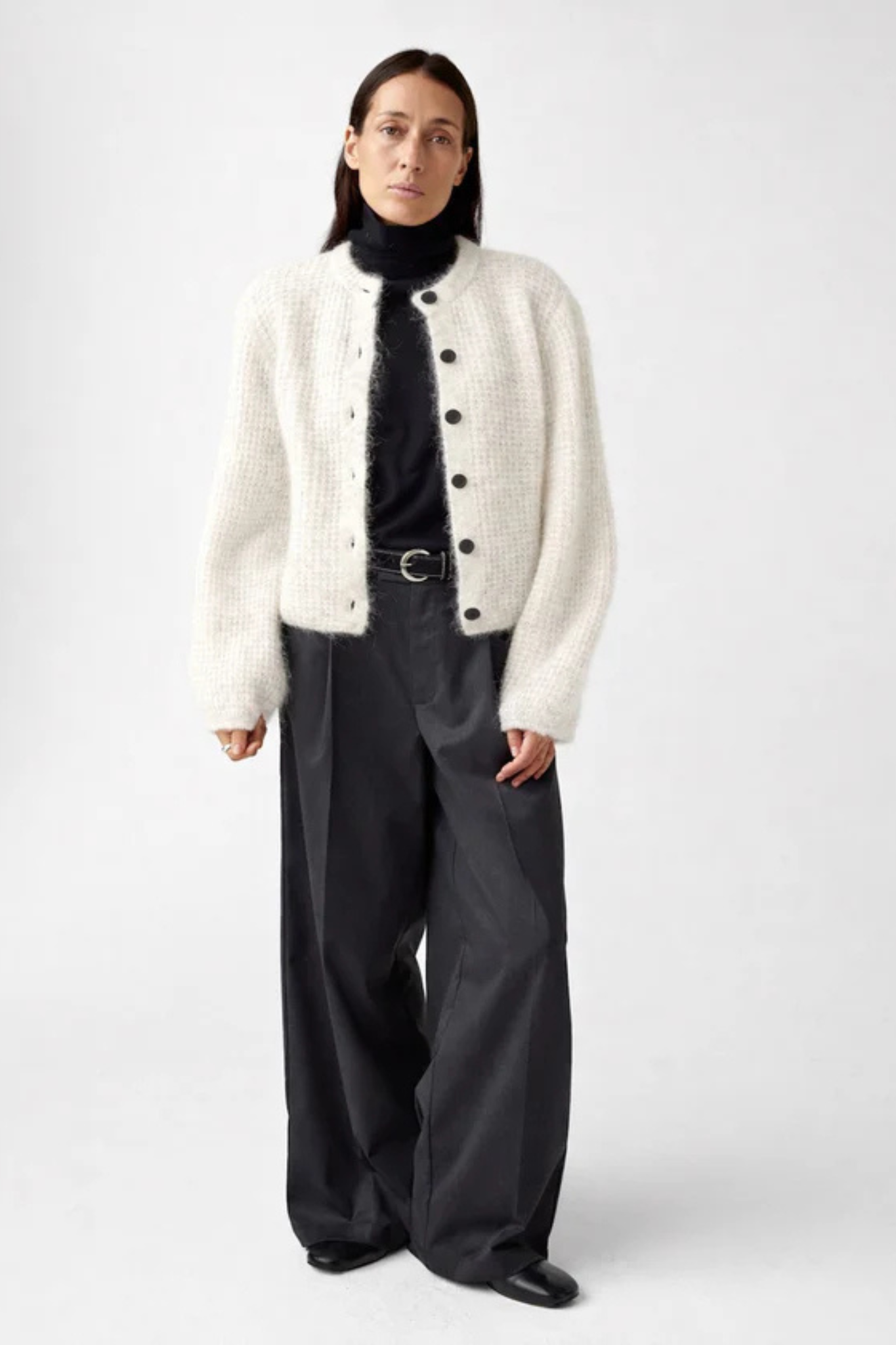 SOFIA MOHAIR CARDIGAN KNITWEAR - EGGSHELL