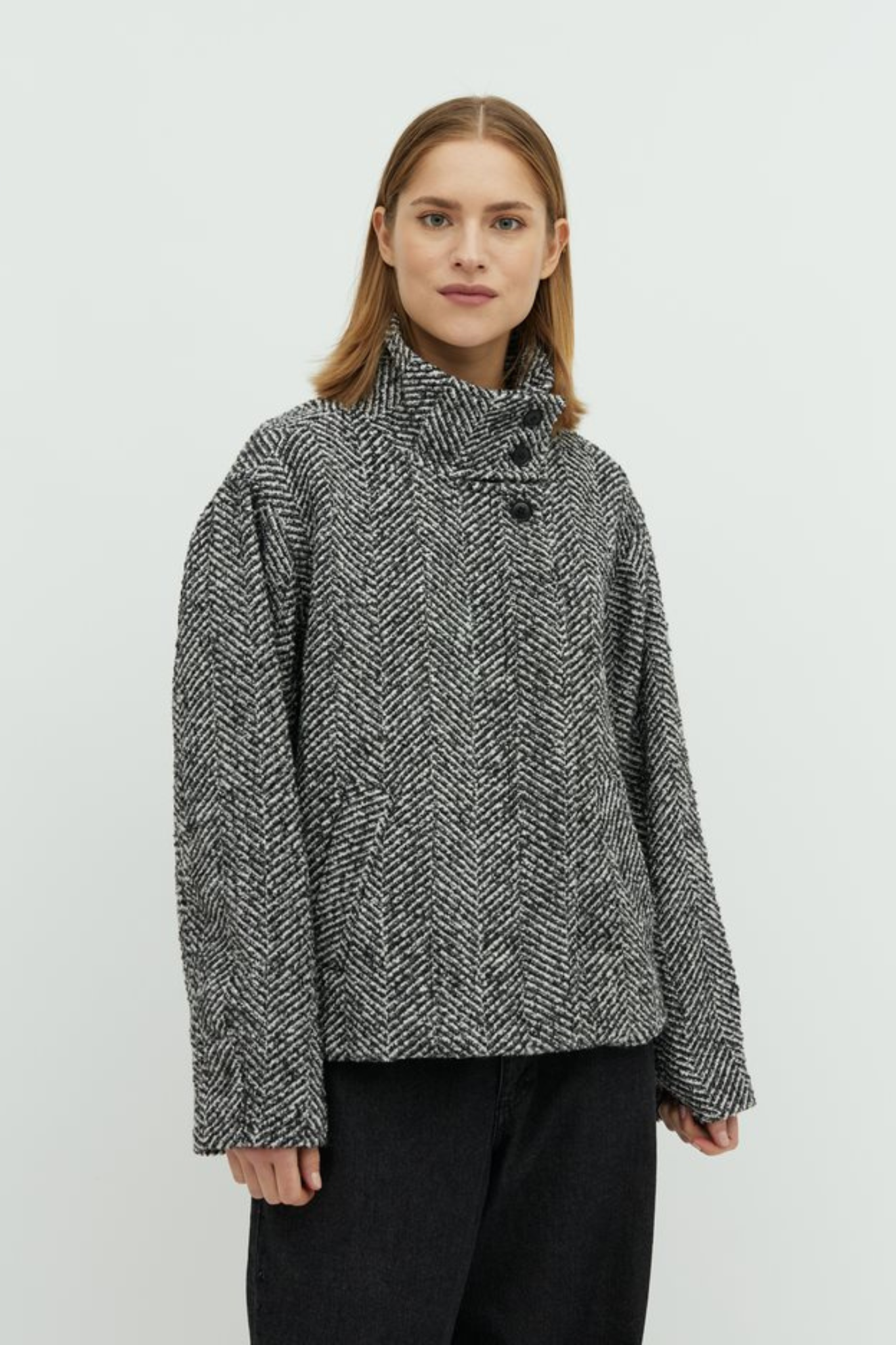 MAKAIA-M HERRA JACKET - GREY HERRINGBONE