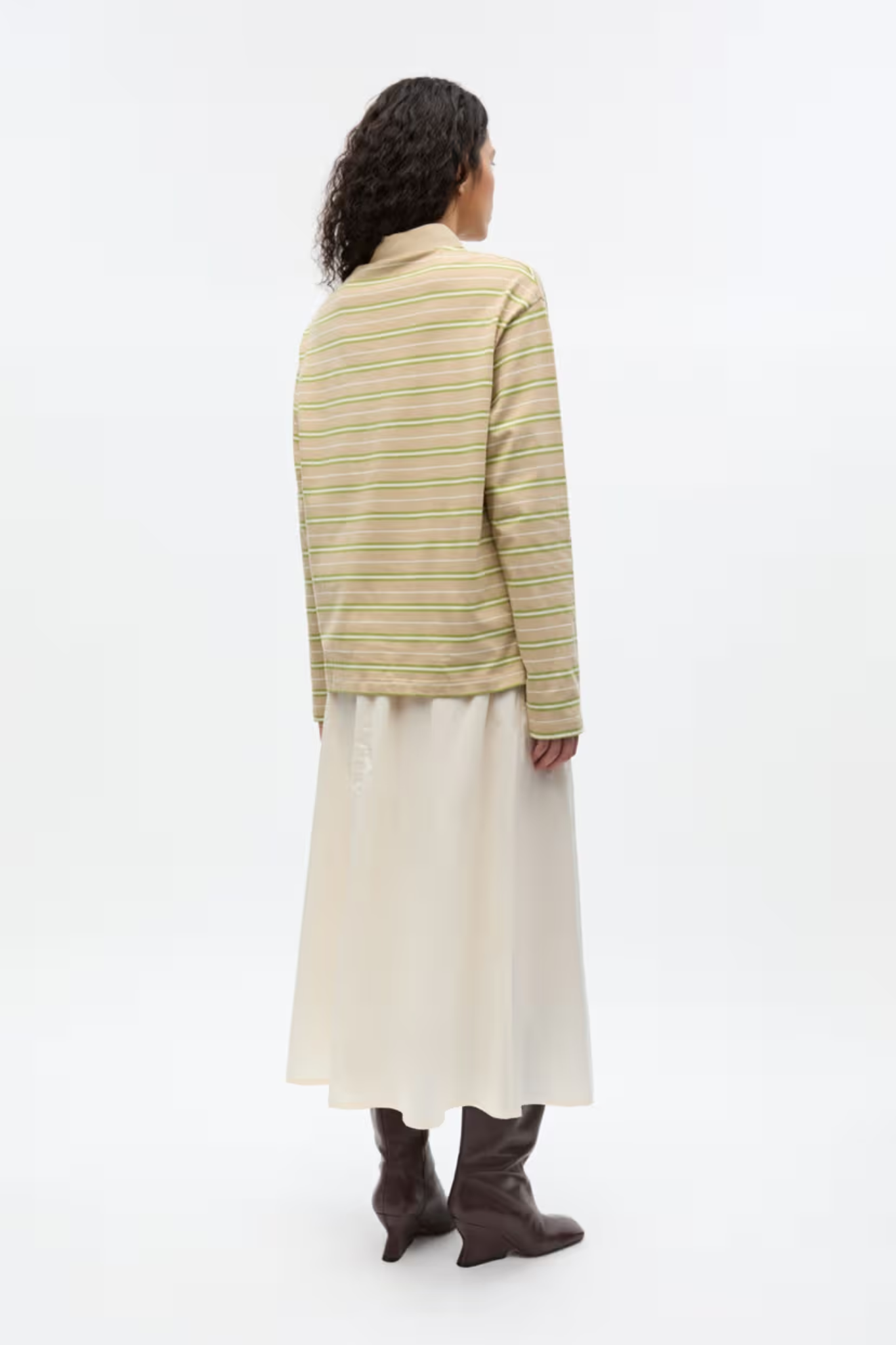 KULLA LS POLO ST - PALE FERN STRIPE