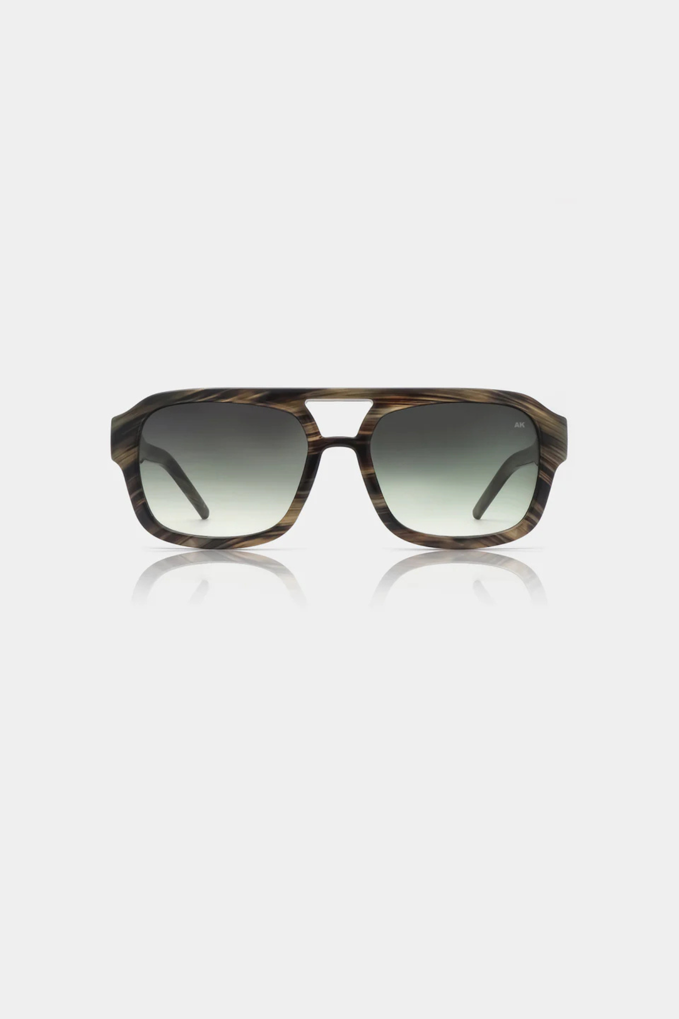 A. Kjaerbede kaya sunglasses in striped horn. Front view