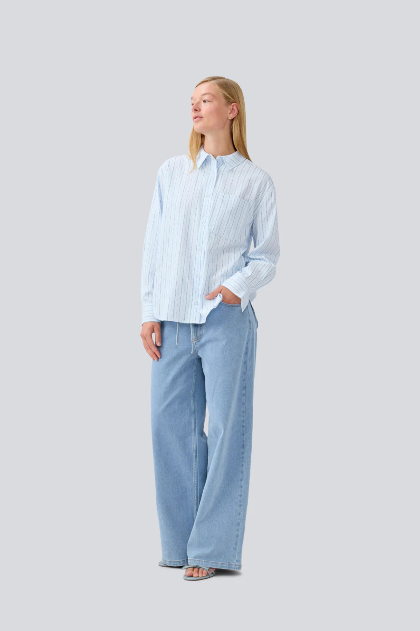 MILLE STRIPE SHIRT - LIGHT BLUE/NAVY STRIPE