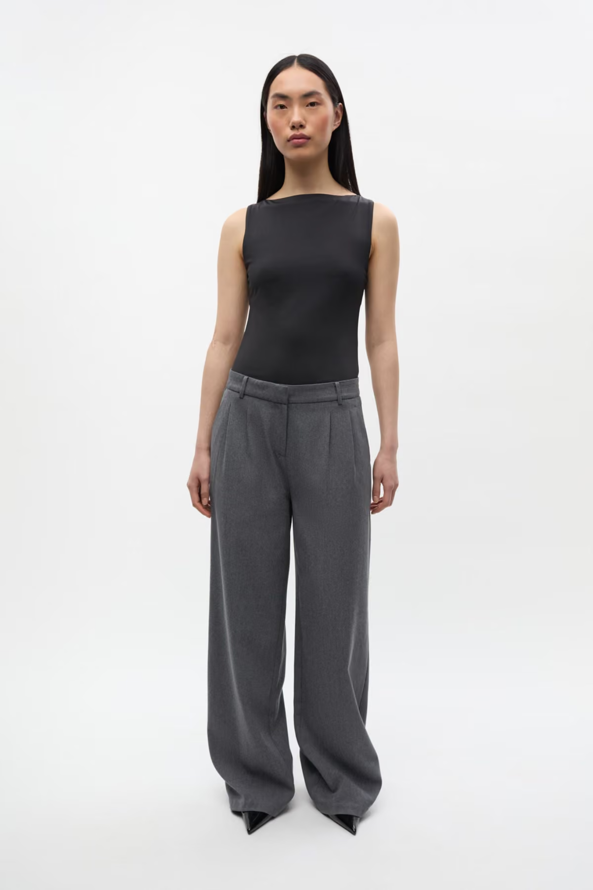 DORE WAIST PANTS - GREY MEL