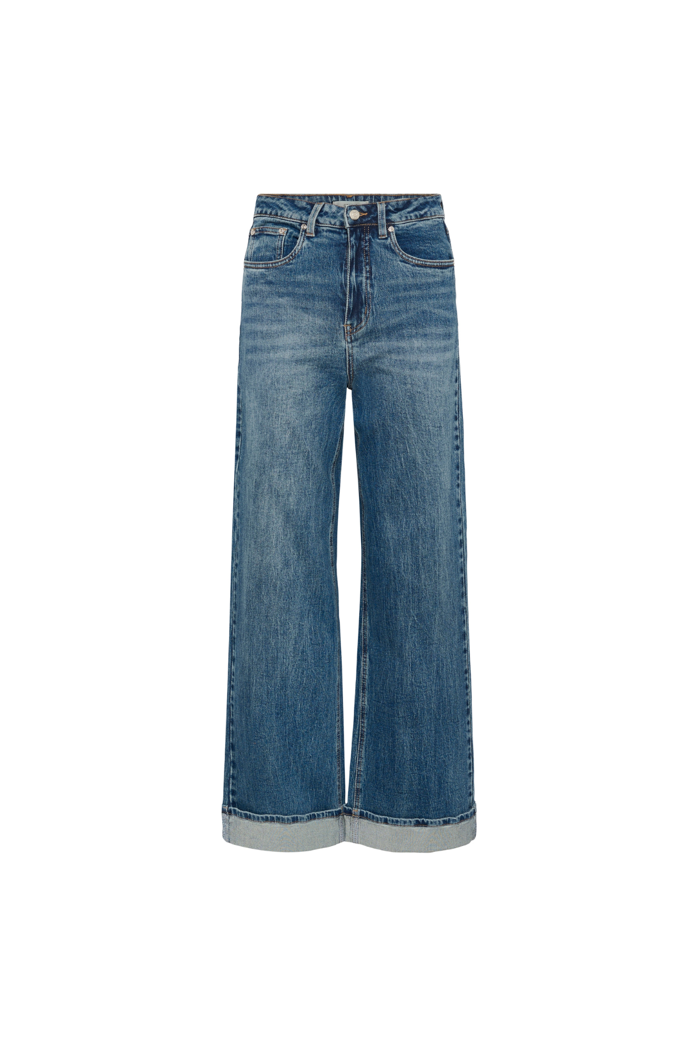 SARA HW WIDE JEANS - WASHED BLUE