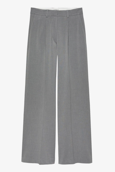 STRAIGHT LEG TAILORED PANTS - LIGHT GREY MELANGE