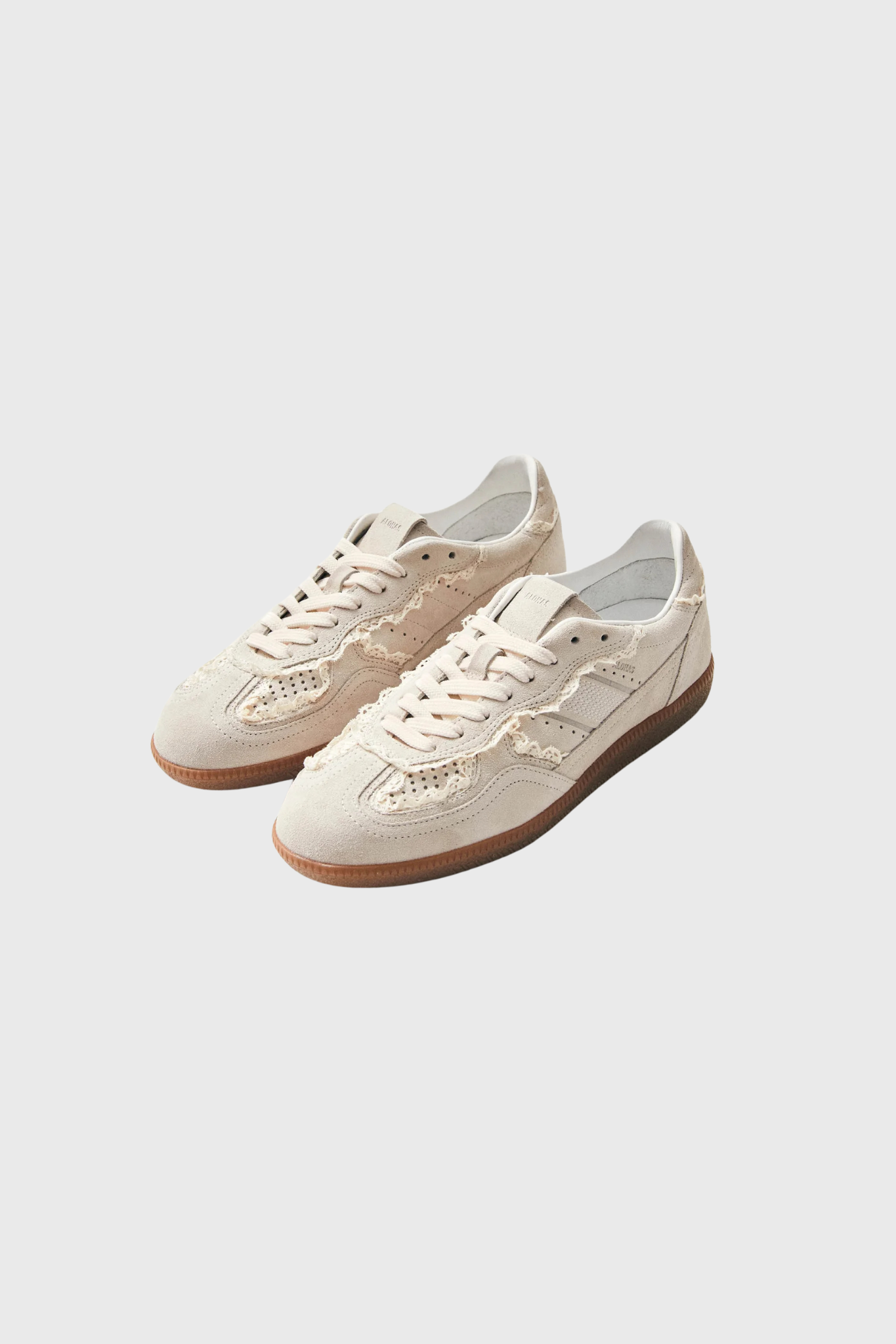 CROCHET LEATHER SNEAKERS - CREAM