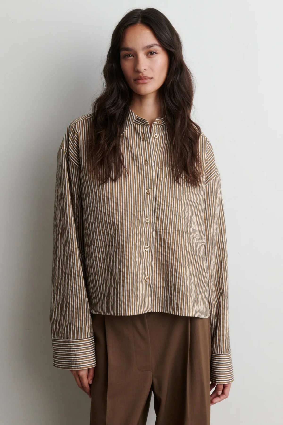 VENA CROPPED SHIRT - CAMEL