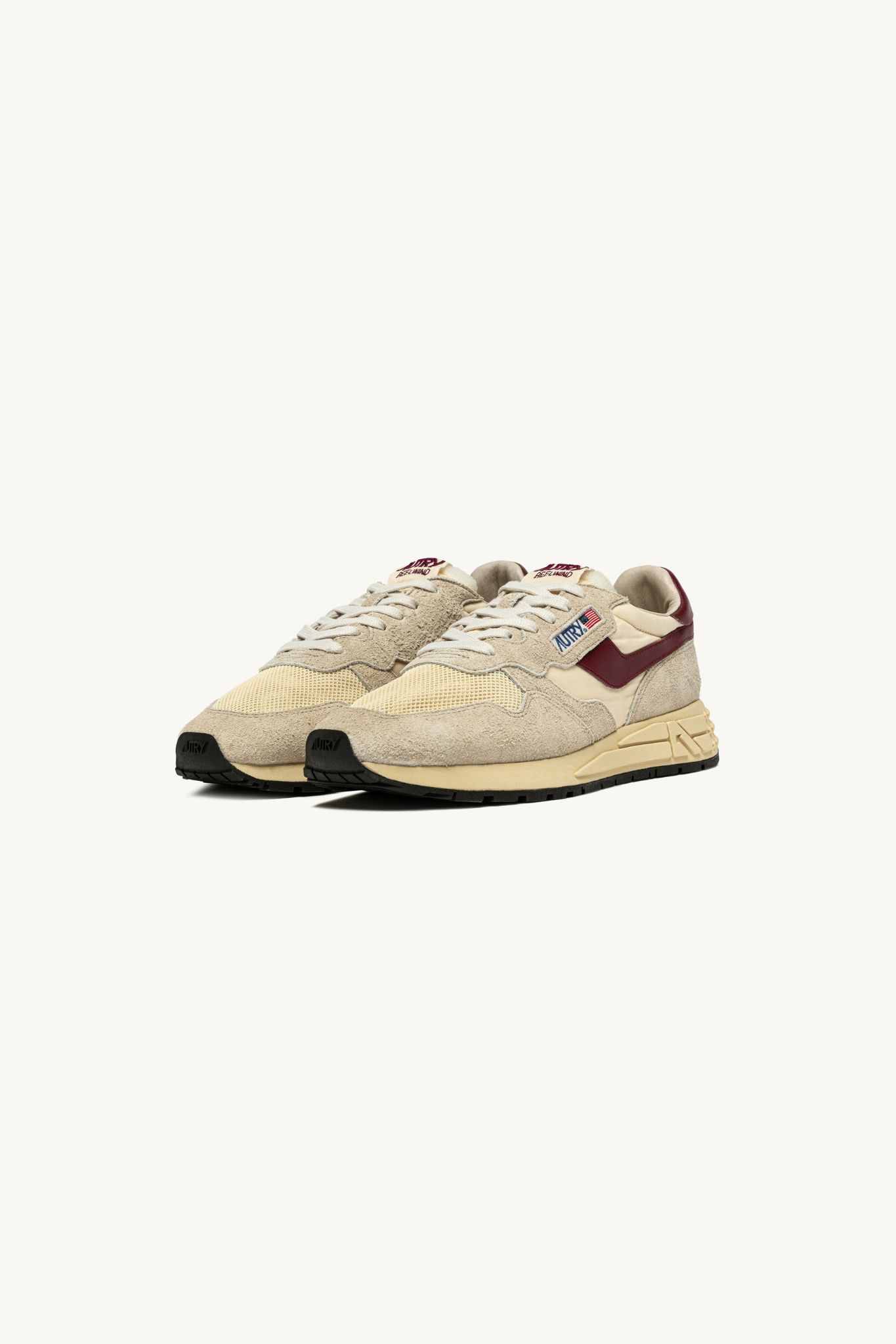 WWLW-UT25 - REELWIND LOW WOMEN SNEAKERS - SUEDE/NET ECRU/RUB WINE