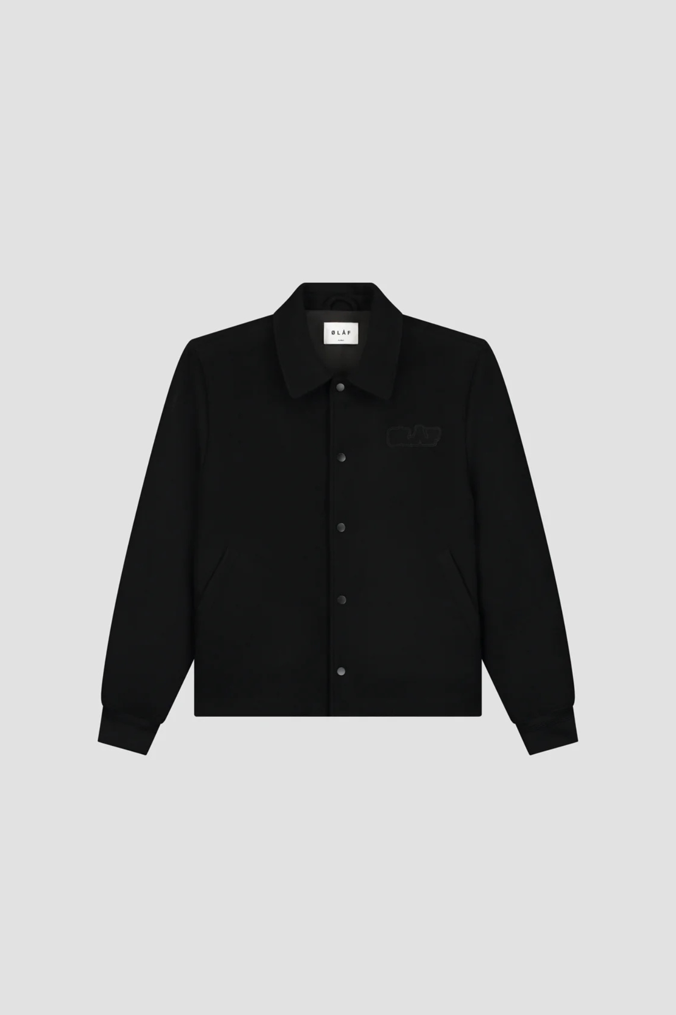 WOOL VARSITY COACH JACKET - BLACK