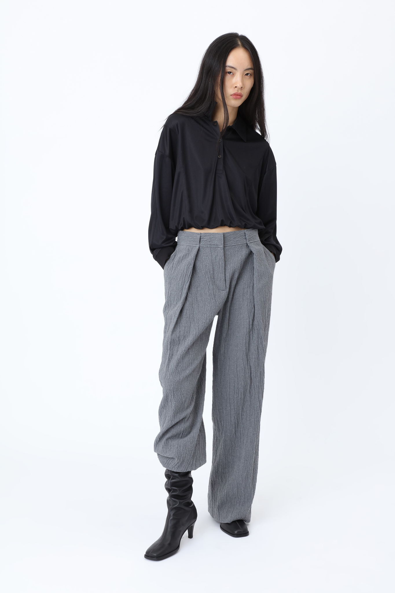 BRYN POLO SWEATER - BLACK