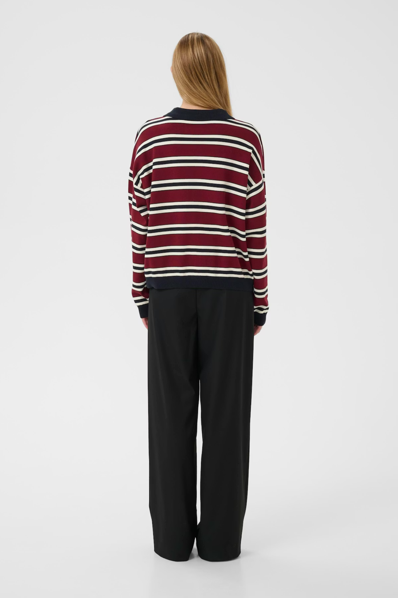 PAIGE POLO PULLOVER - CABERNET/ SKYCAPTAIN/ EGRET