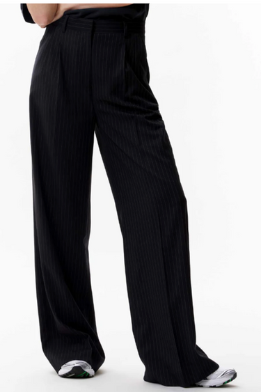 STRAIGHT LEG TAILORED PANTS - BLACK