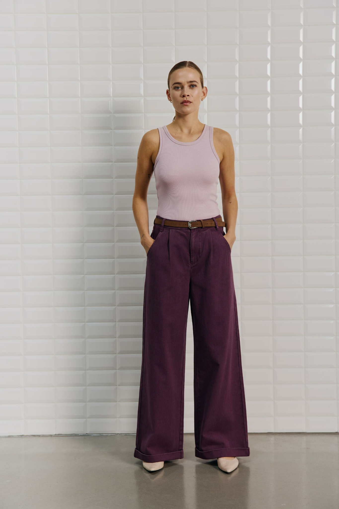 STEFFI HW WIDE PANT - BLACKBERRY