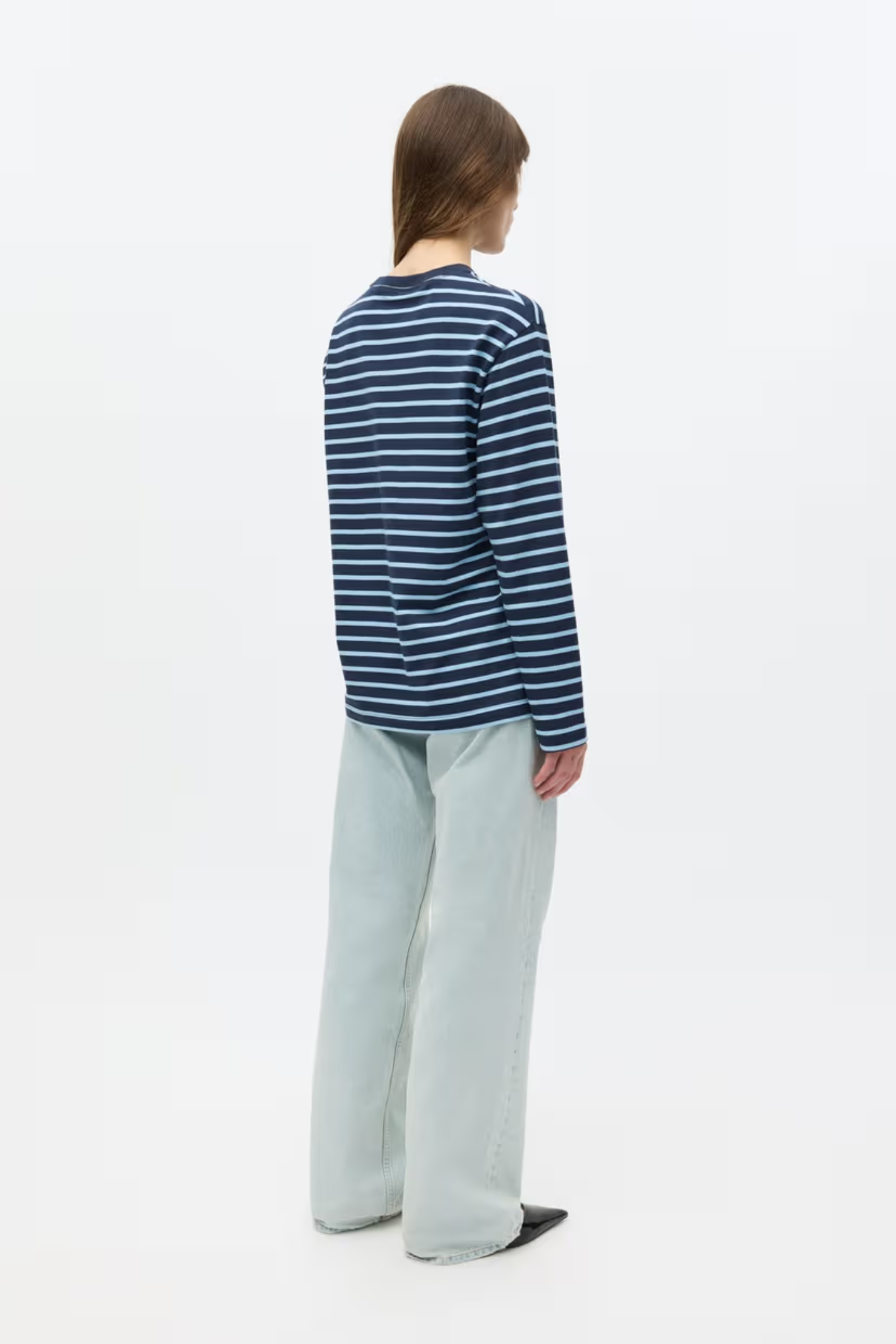 KULLA LS STRIPE T-SHIRT - NAVY POWDER BLUE STRIPE