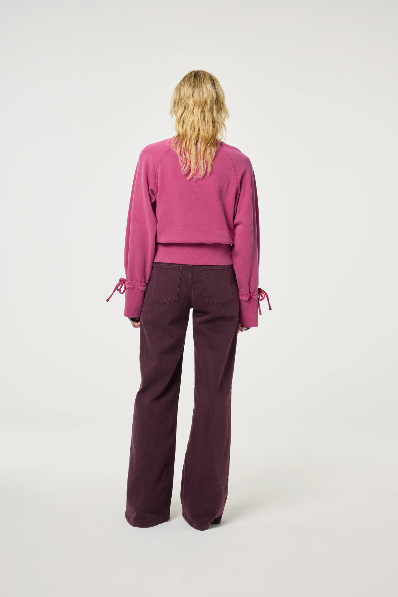 THEA WIDE LEG JEANS - DEEP BURGUNDY