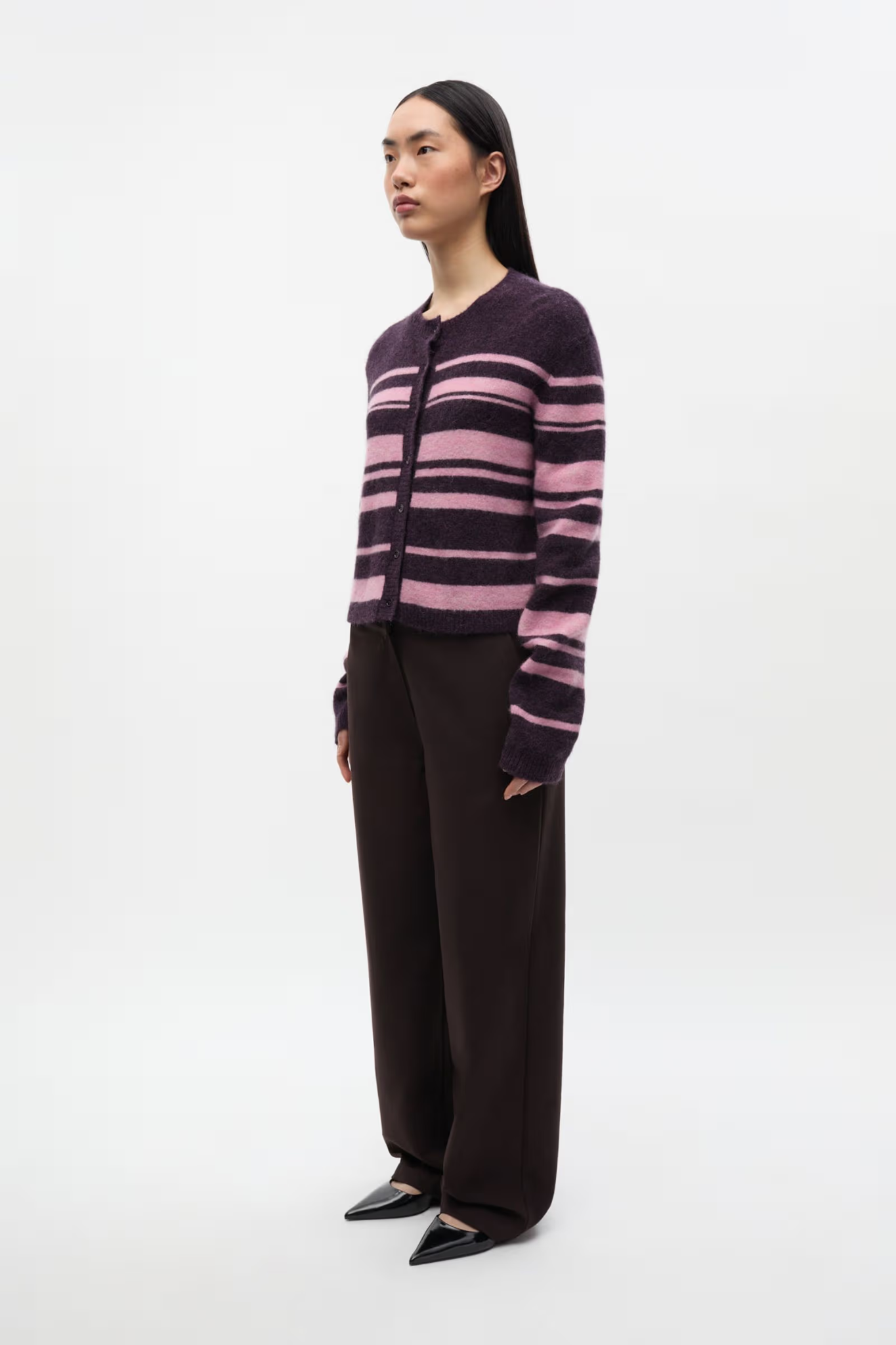 ADA LS CARDIGAN ST - BEGONIA STRIPE