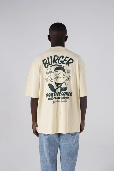 BURGER T-SHIRT - BUTTER/GREEN