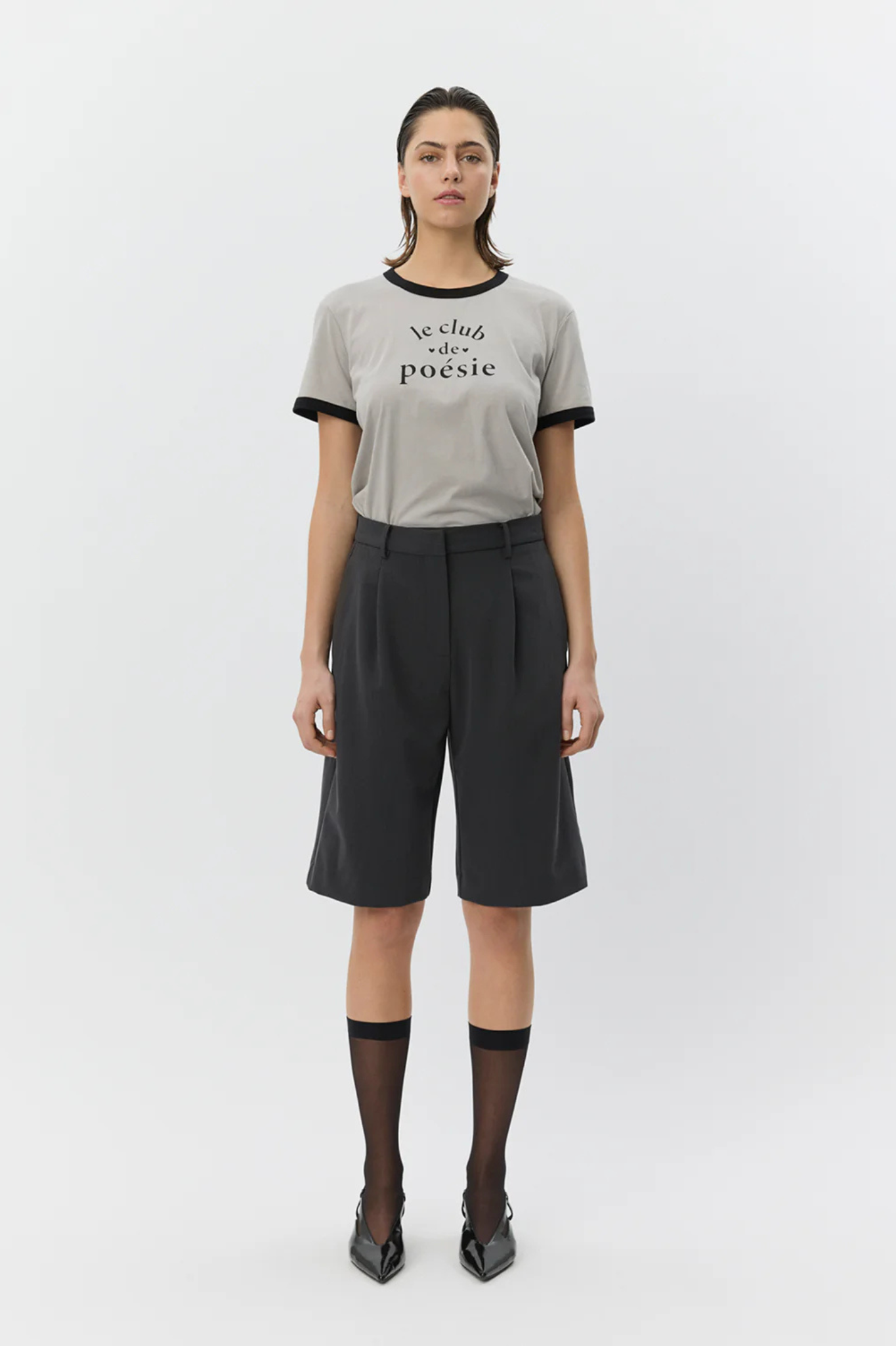 ELSA BERMUDA SUITING SHORTS - DARK GREY