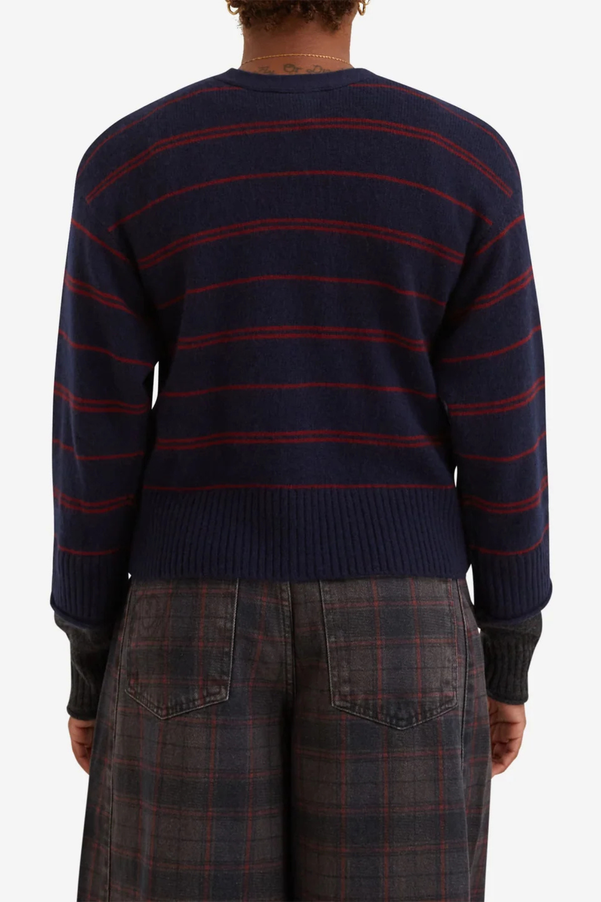 CARDIGAN FRANNY EN LAINE MÉRINOS - RAYURES MARINE