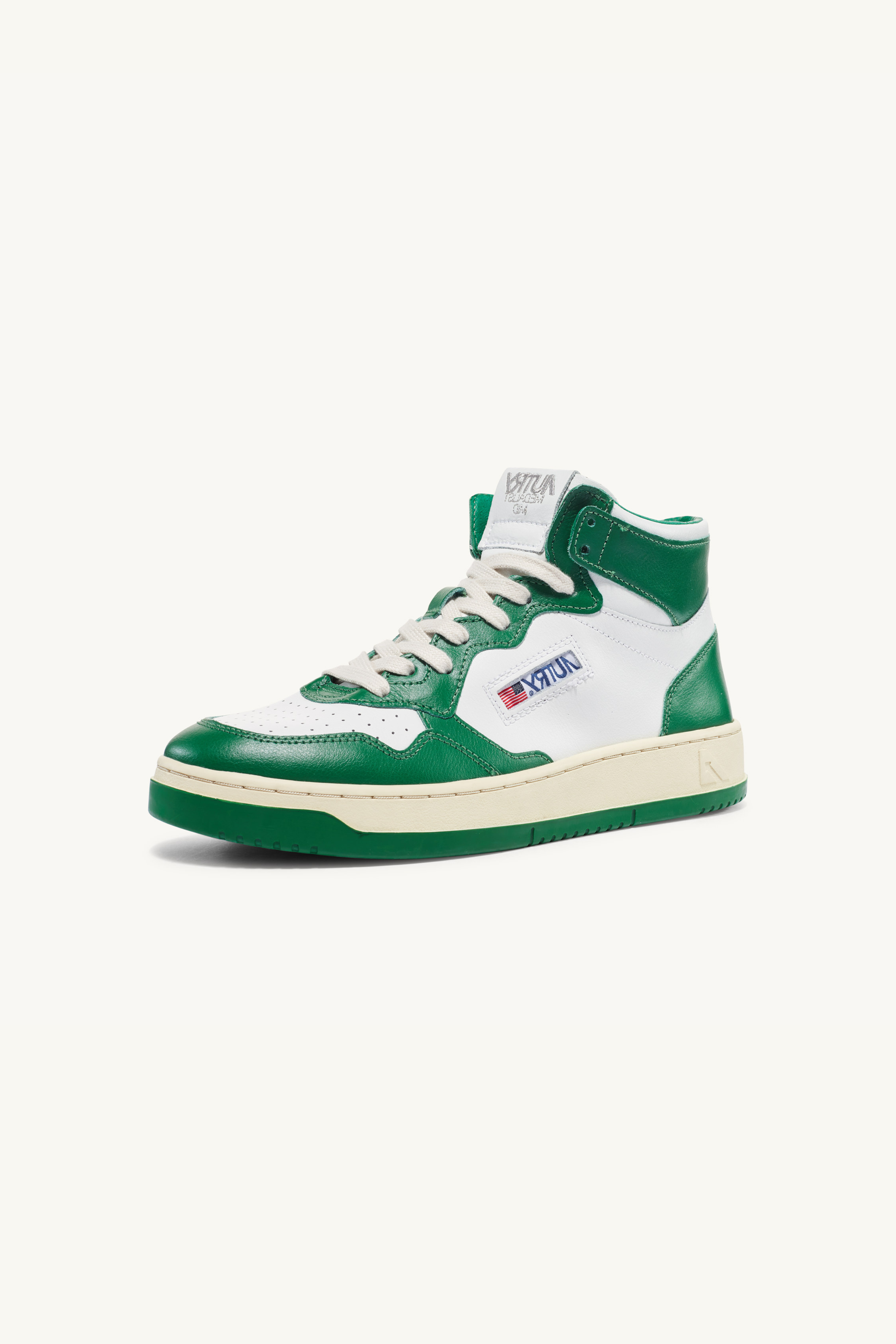 AUMW-WB03 - MEDALIST MID SNEAKERS IN TWO-TONE LEATHER COLOR WHITE AND GREEN