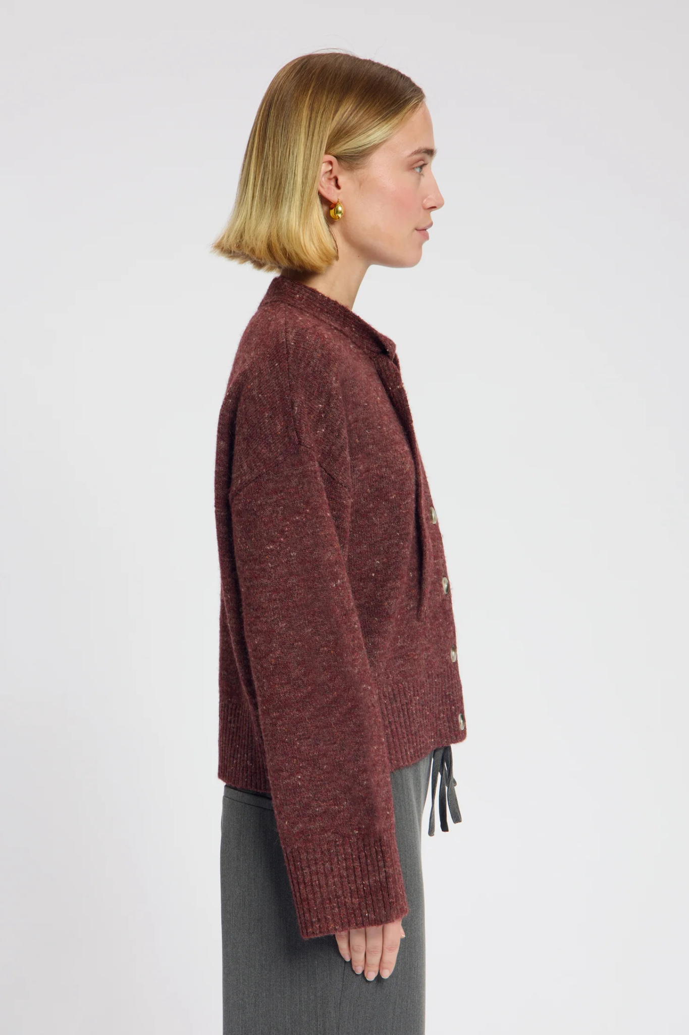 SIRI TIE CARDIGAN - BORDAUX