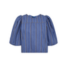 Co'Couture striped bow blouse in blue. Back flatlay view