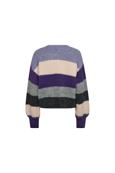 Co'Couture coralie multi lilac striped knit. Back flatlay view