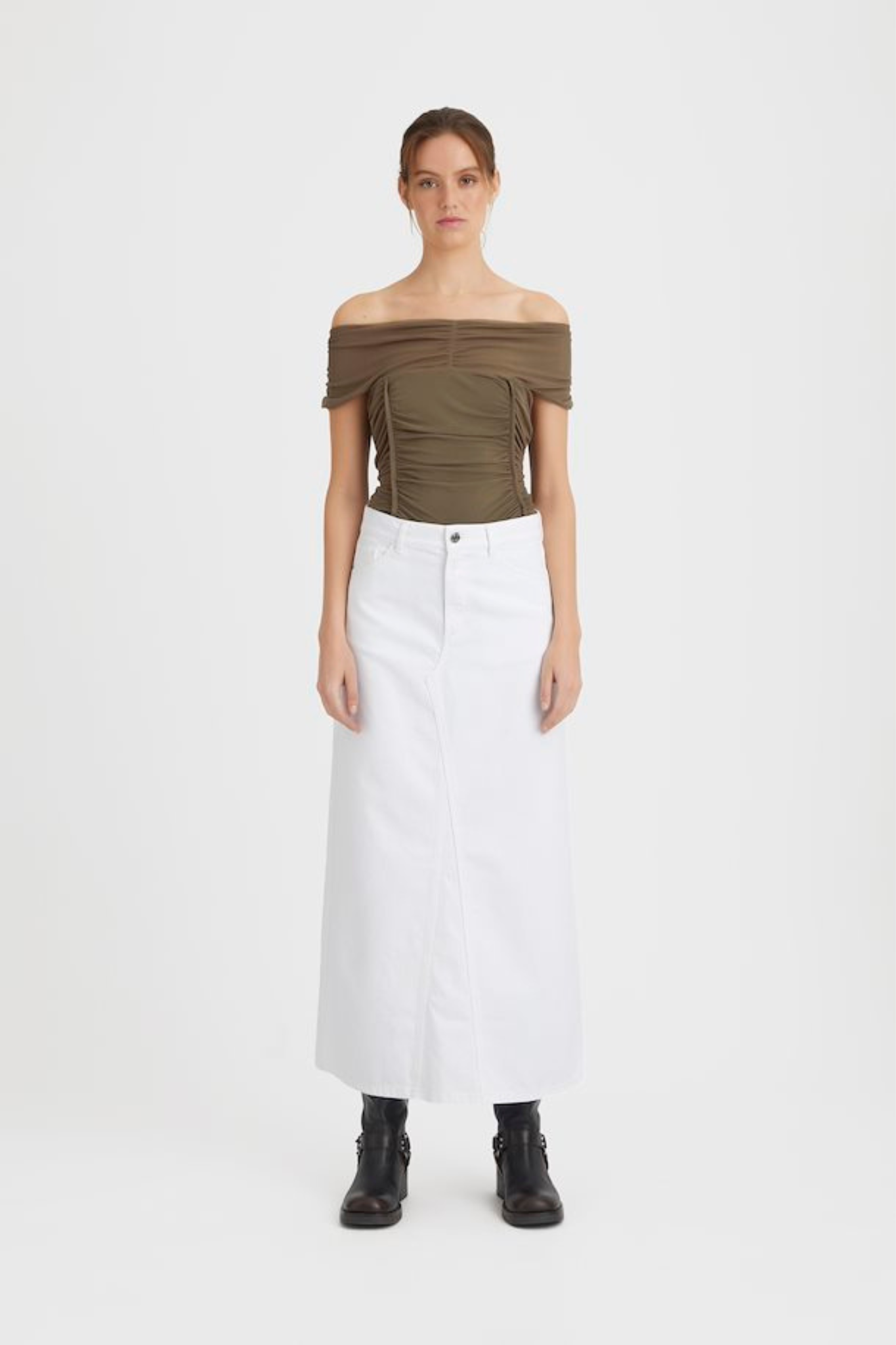 MILYGZ HW LONG SKIRT - WHITE WASH