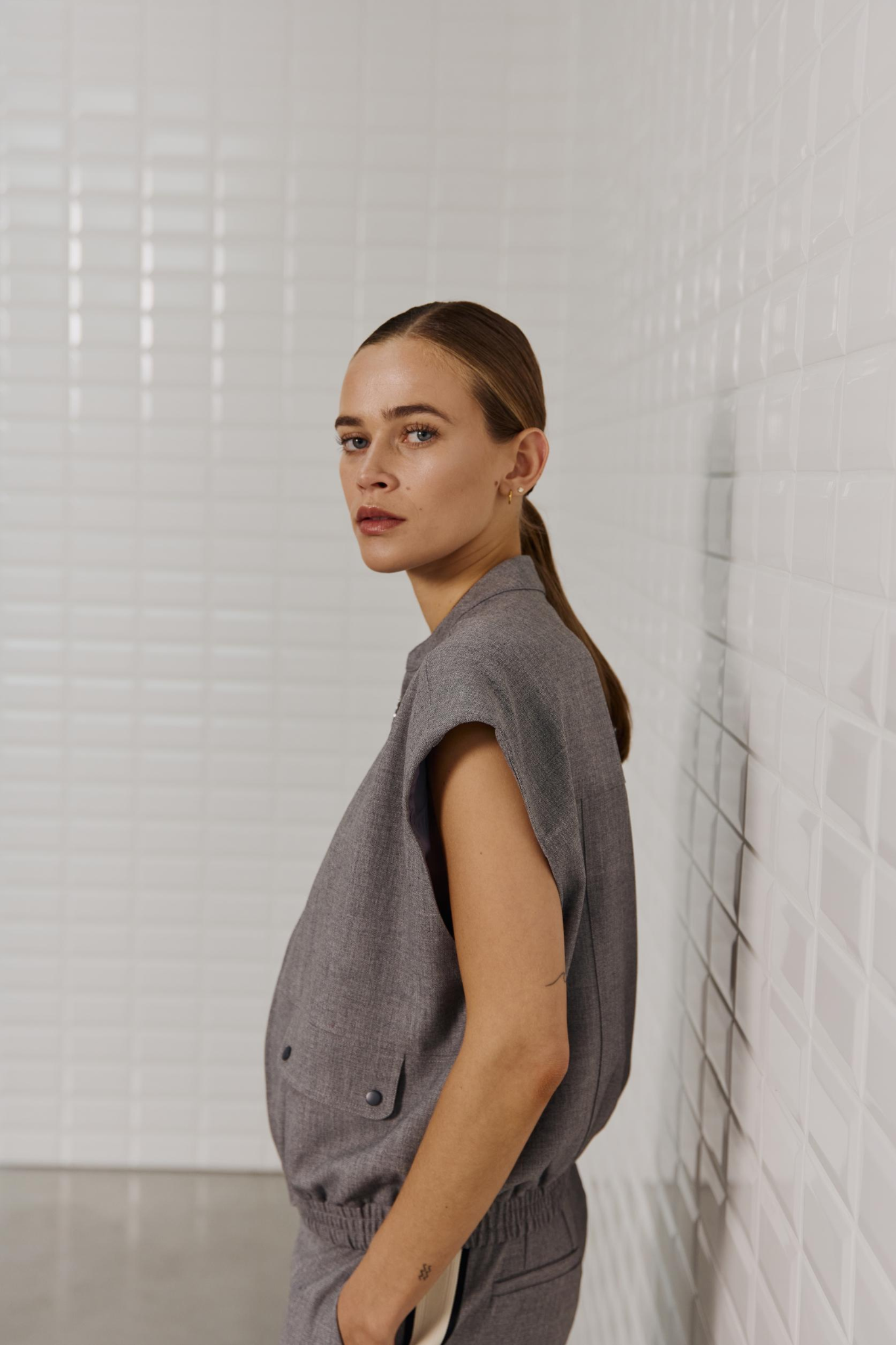 MARINA TAILORED WAISTCOAT - MID GREY MELANGE