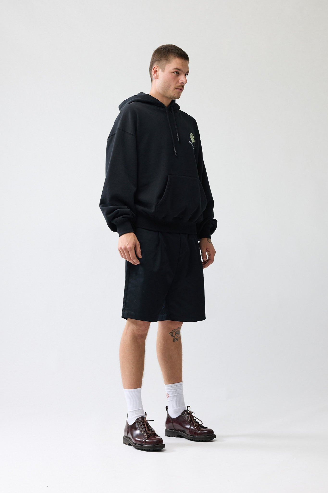 LOGO HOODIE - BLACK/ALMOST AQUA