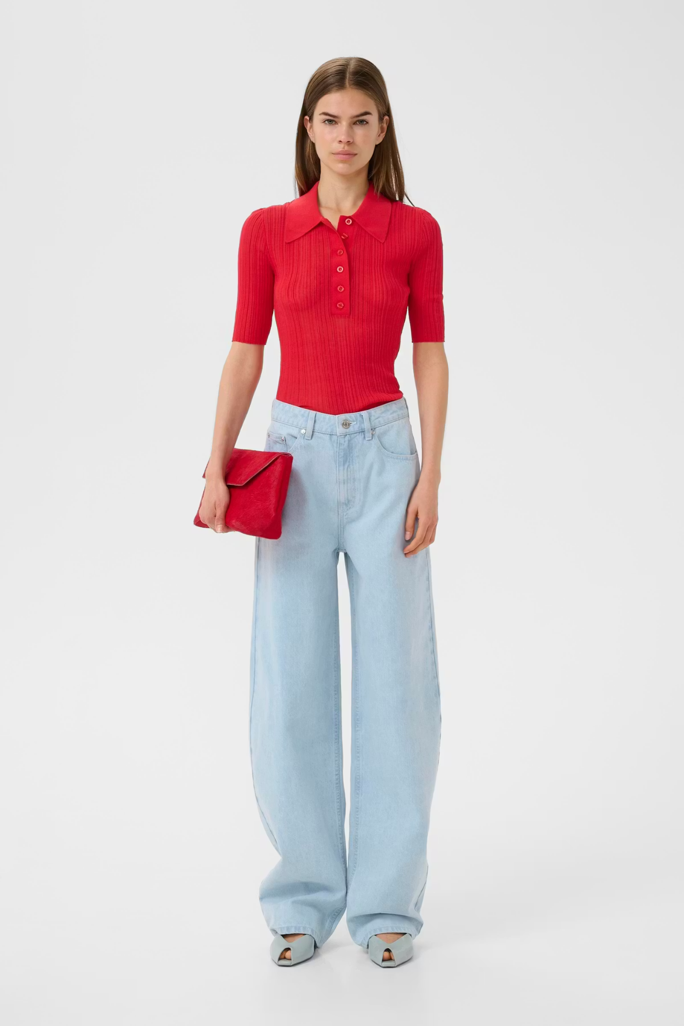 CLENE POLO TOP - RED