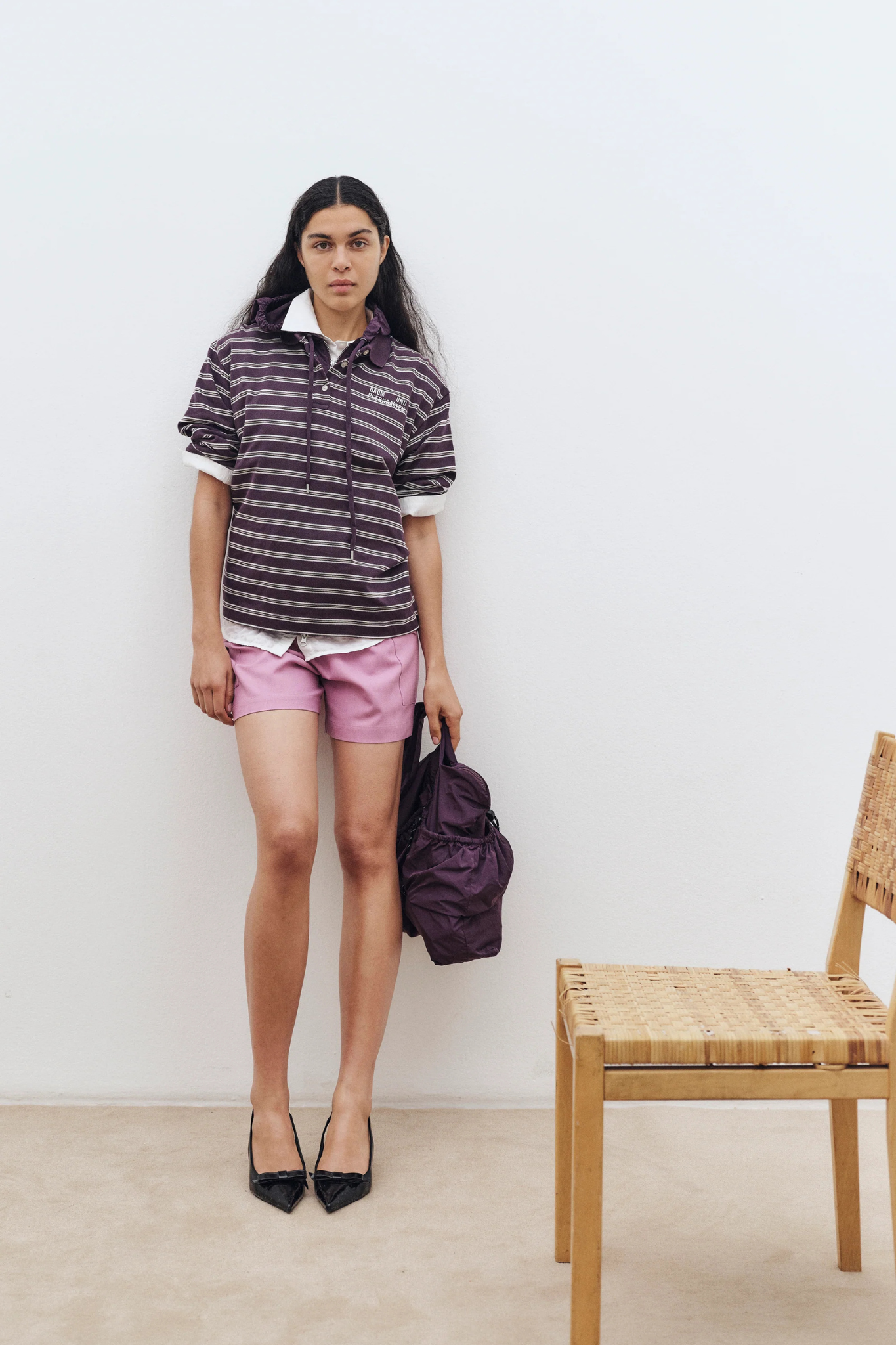 JEANNE L/S POLO - PLUM POLO STRIPE