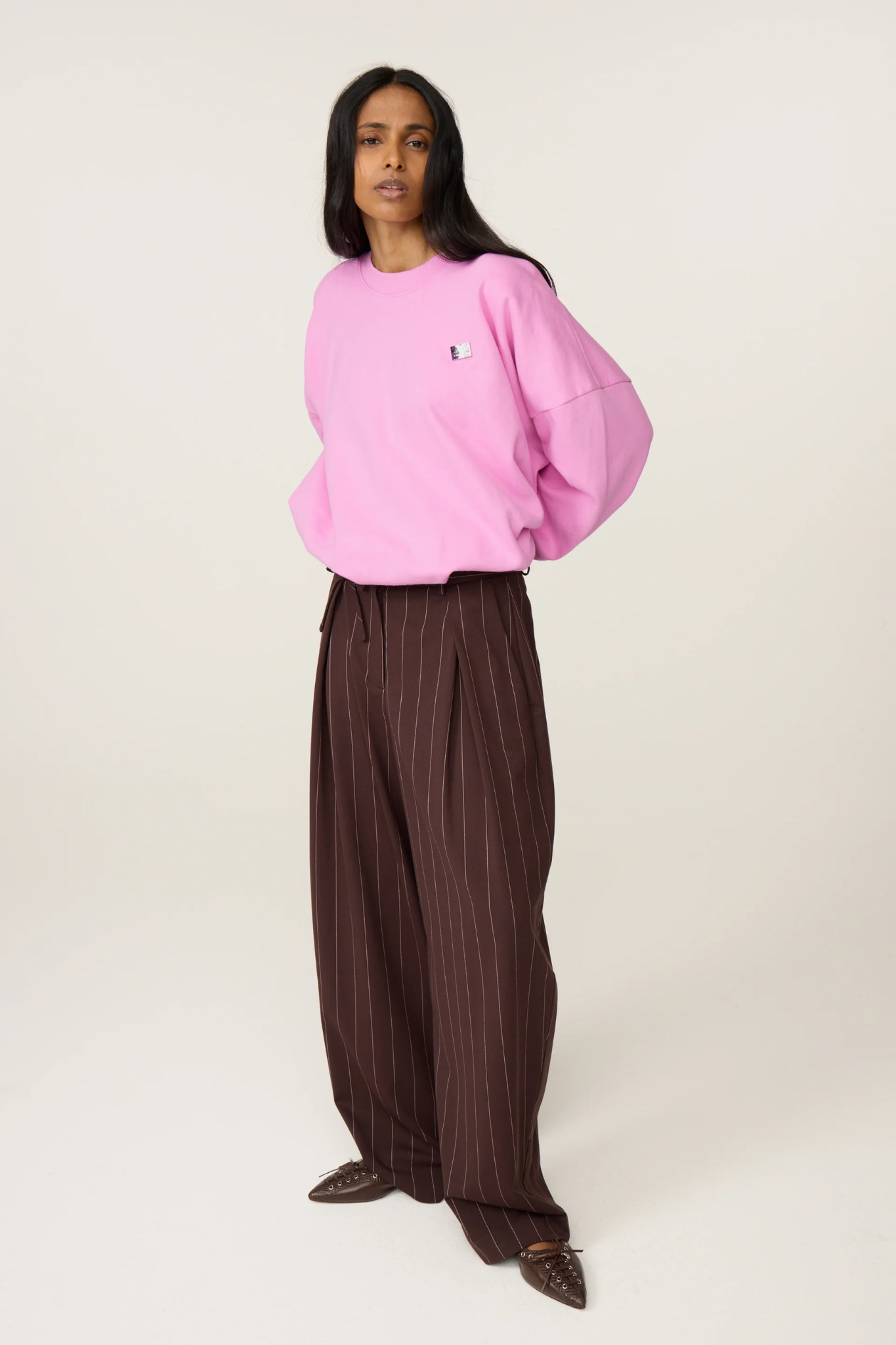 CHARLOT TROUSERS - BROWN/ PINK ROSE