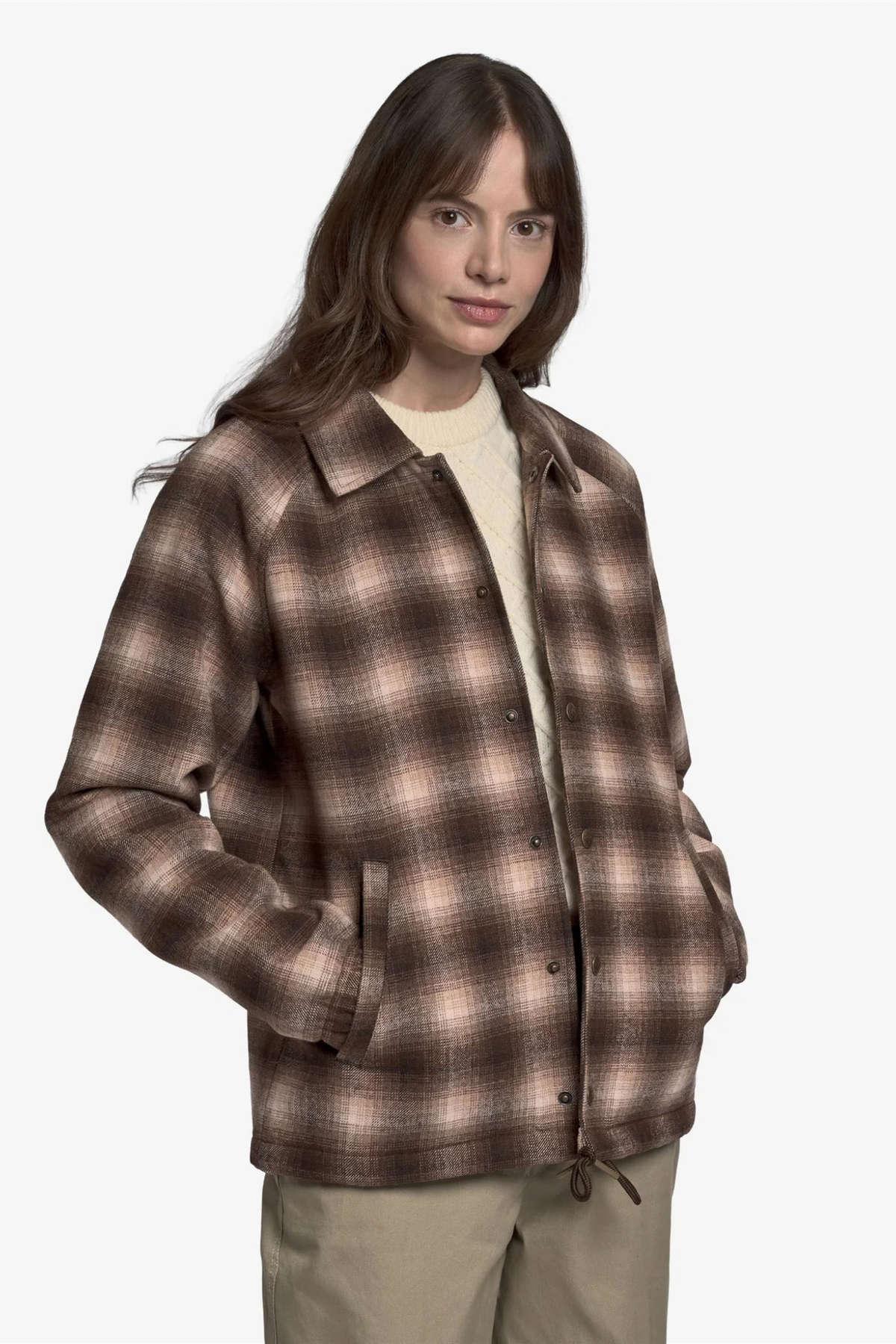 TENDER WOOLCHECK JACKET - WHITE NATURAL-BEIGE-BROWN