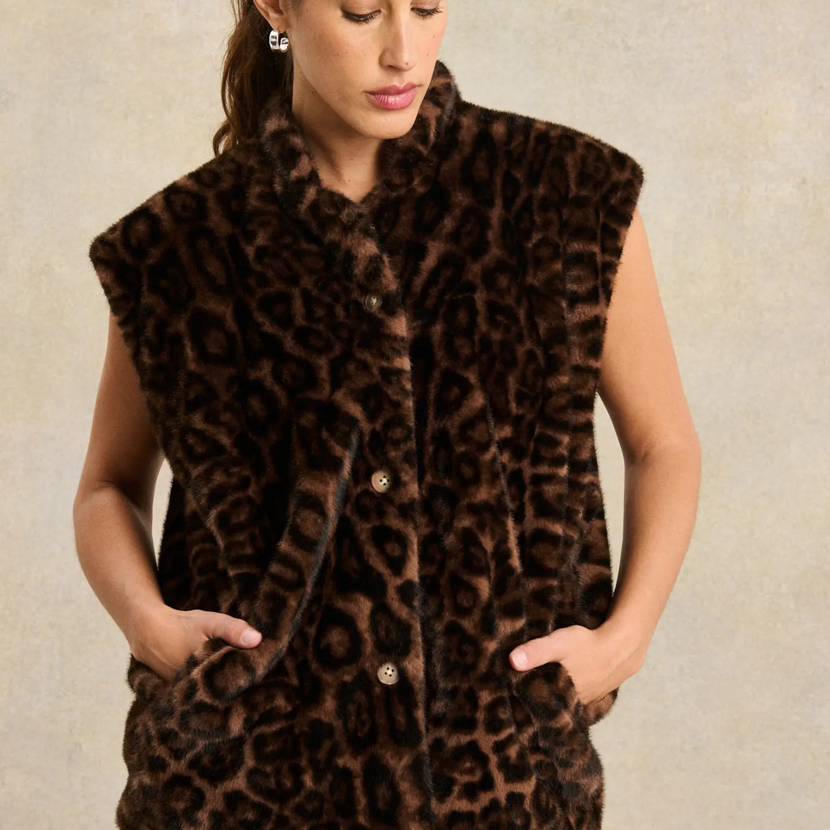 60's Leopard Fur×Suede sible Vest 60's Leopard Fur×Suede sible