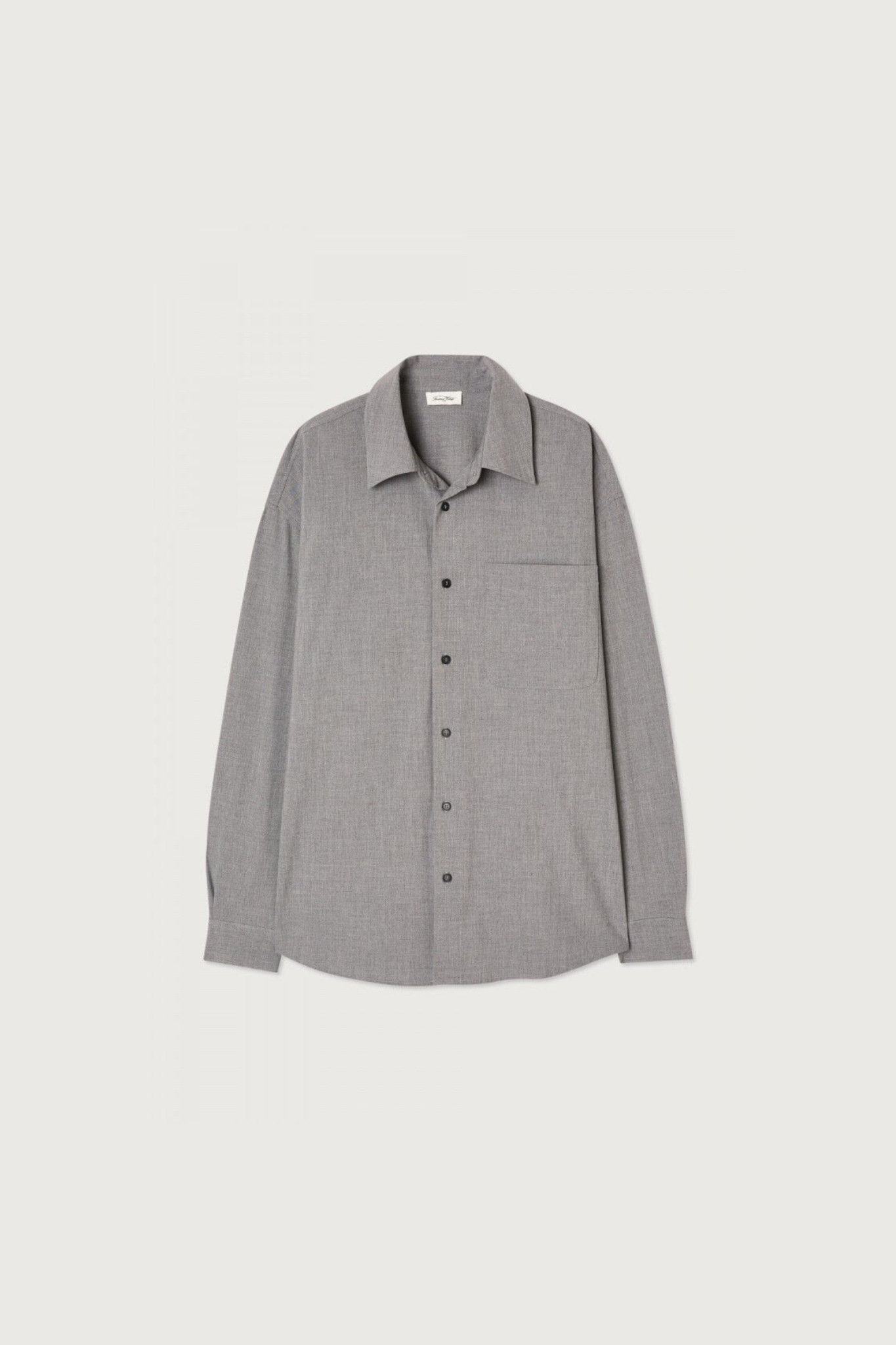 American Vintage kabird shirt in anthracite. Front flatlay view