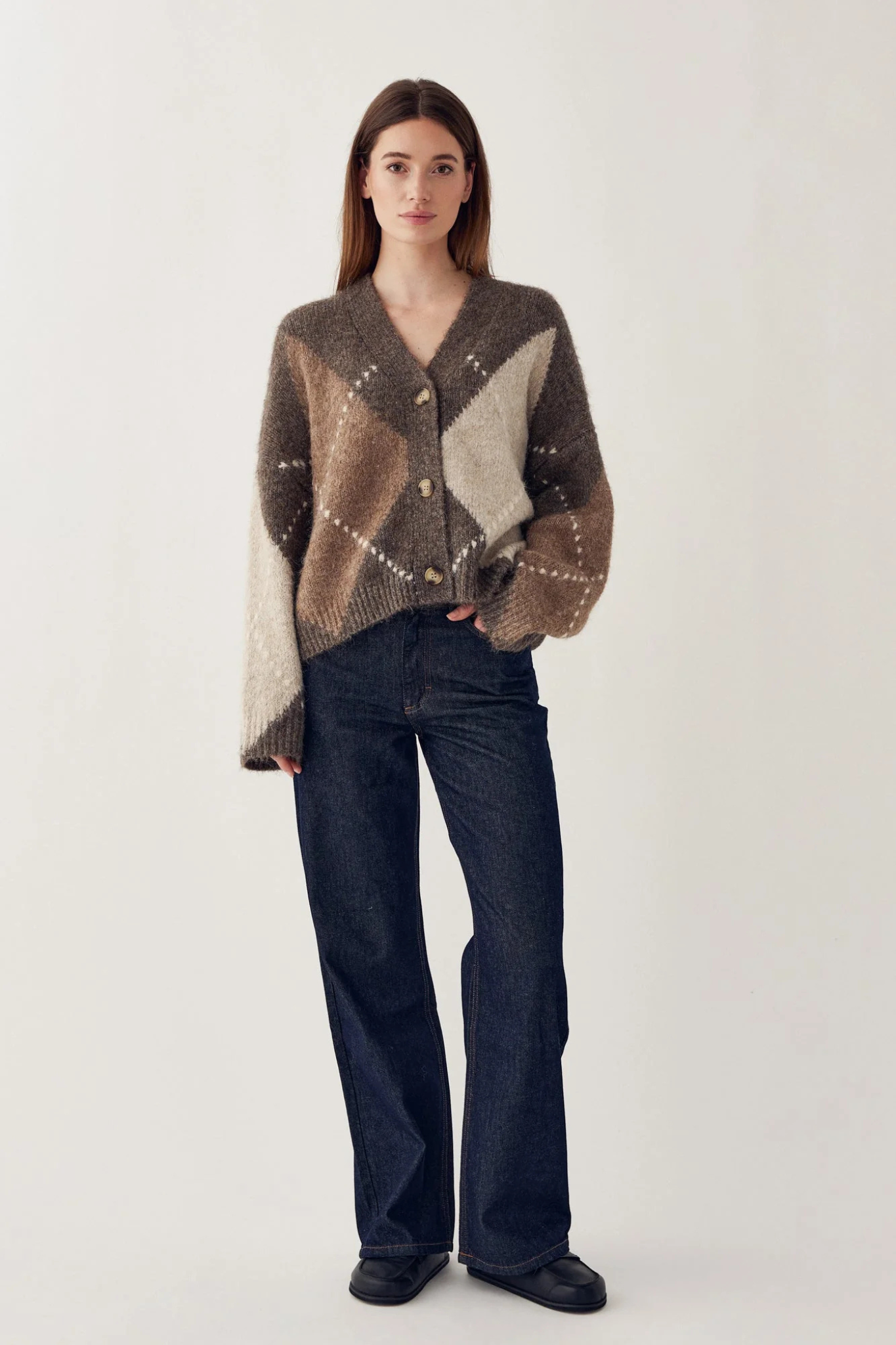 LAIANA KNIT CARDIGAN - ASH BROWN MIX