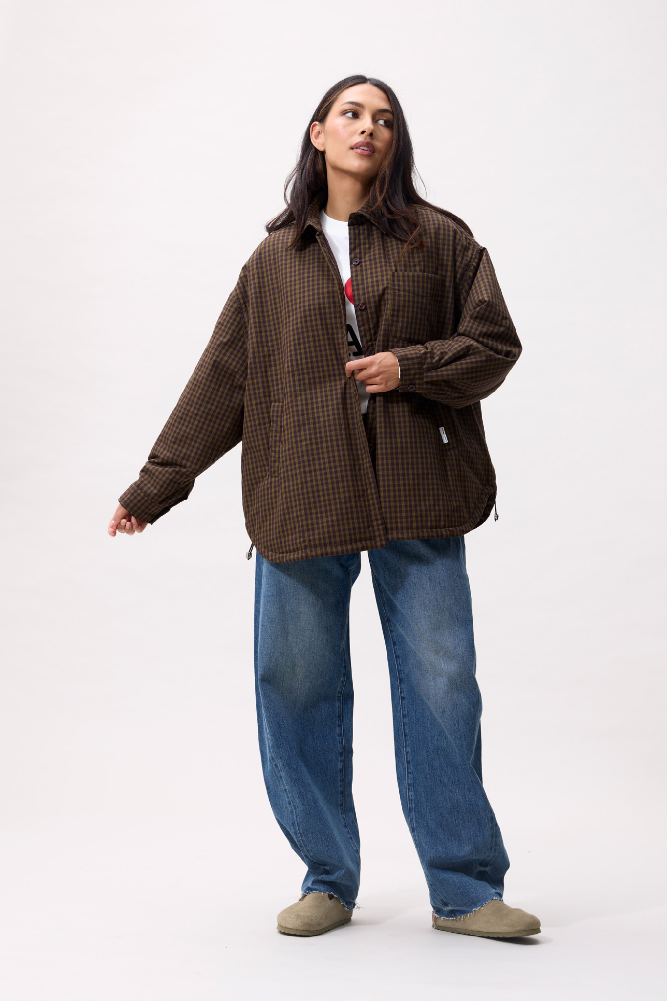 LIGHT PADDED CHECK JACKET - MOSSY