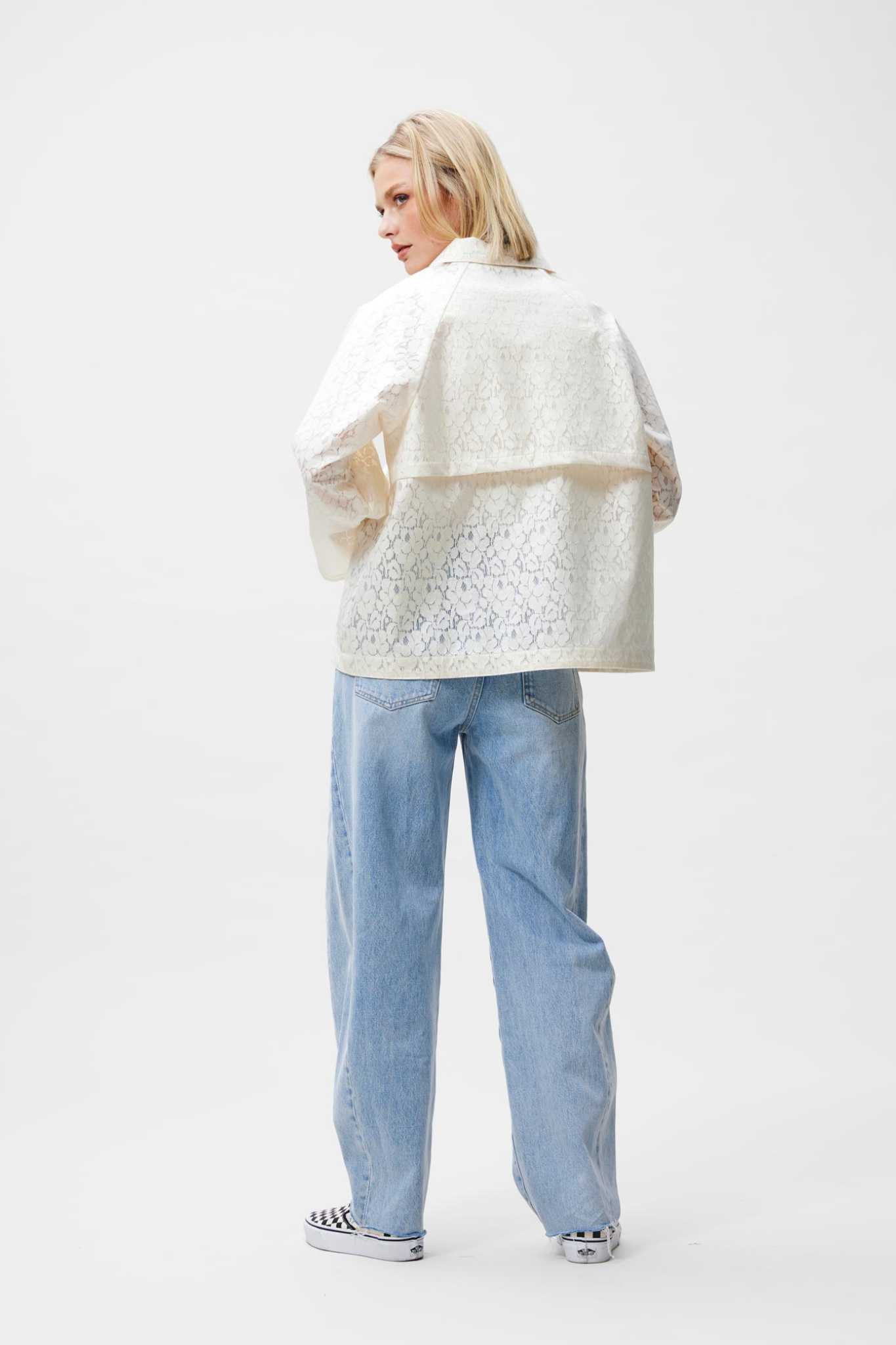 LACED RAINCOAT - ECRU