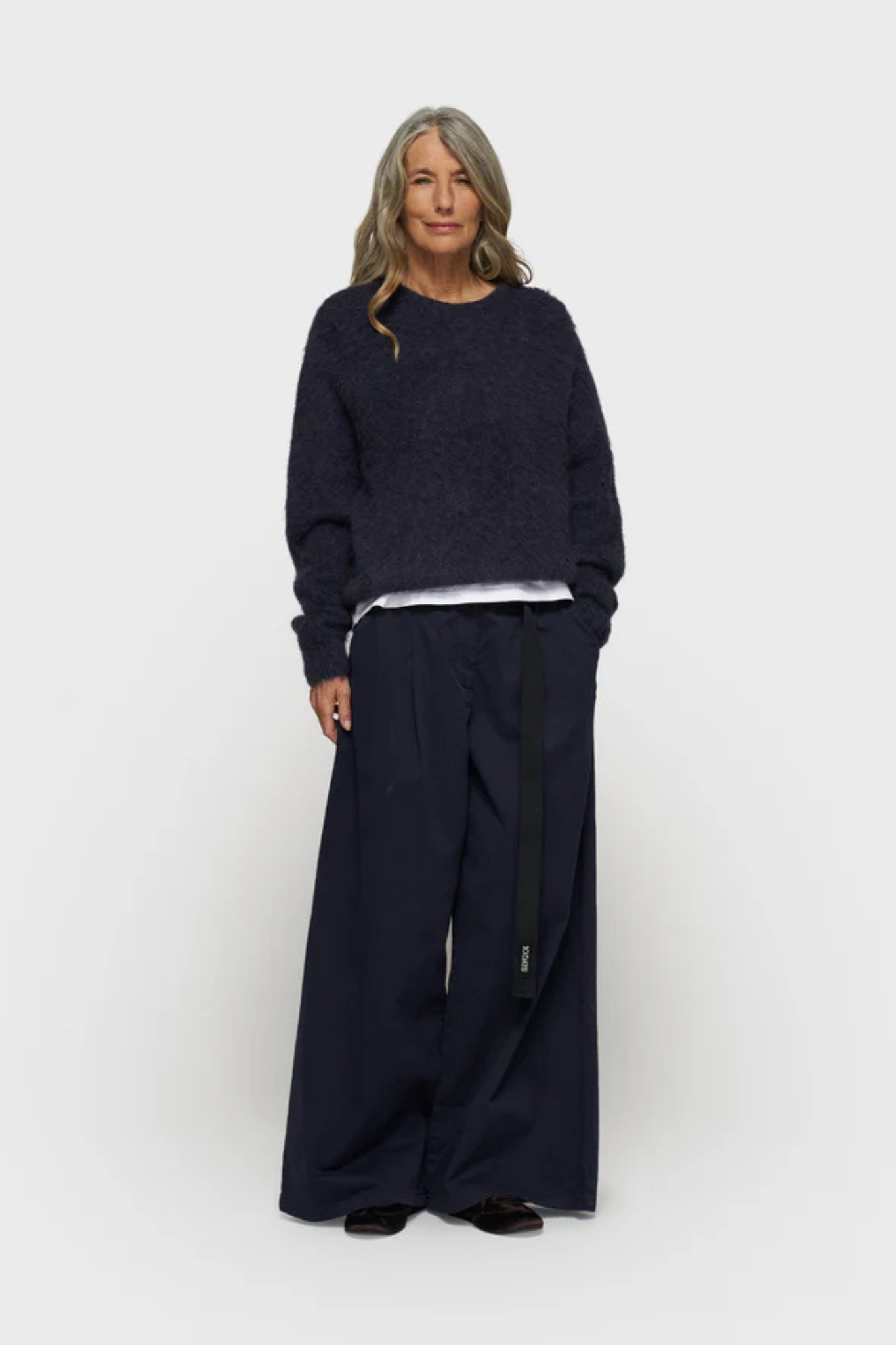 WIDE PANTS TWILL - DARK NAVY