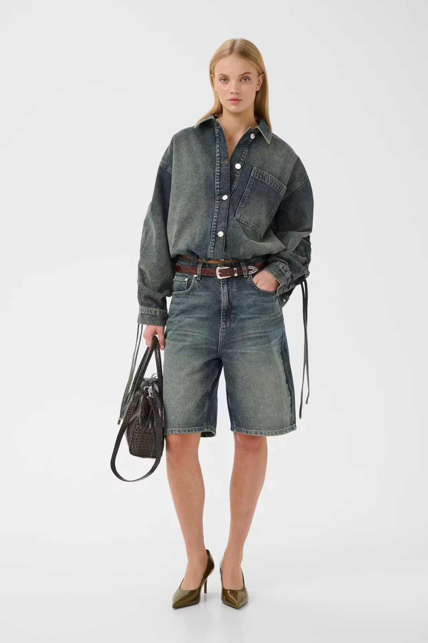 SUSARA SHIRT JACKET - BLUE/GREEN WASH