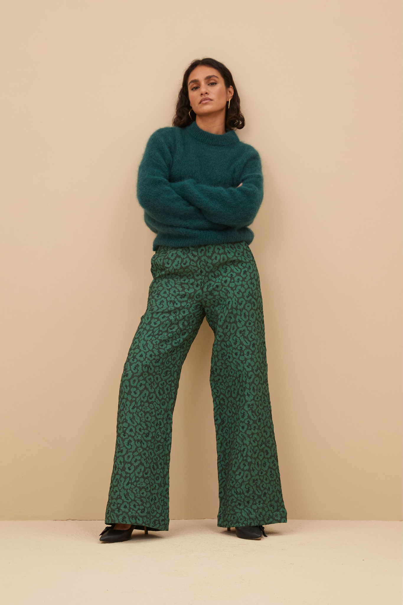 NEAL LEO PANTS - GREEN PANTER PRINT