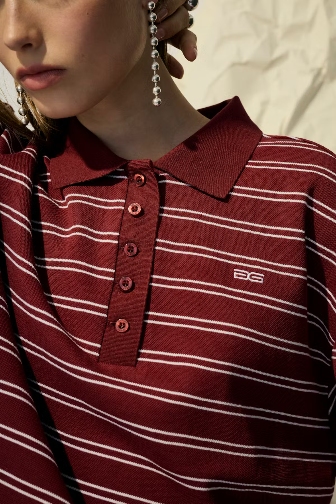 PILOVA POLO SHIRT - CABERNET STRIPED