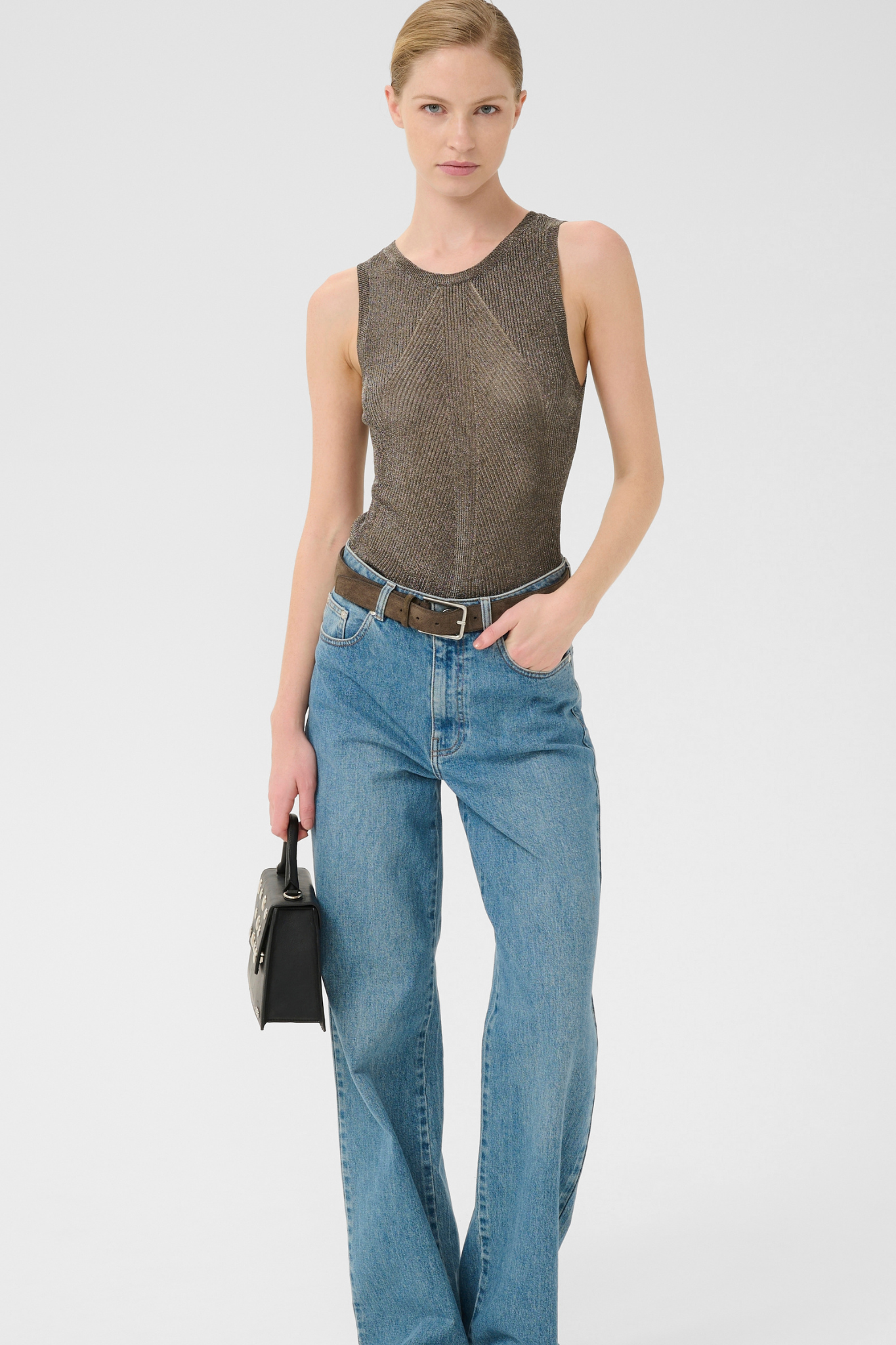 SILVI TANK TOP - WARM GREY METALLIC