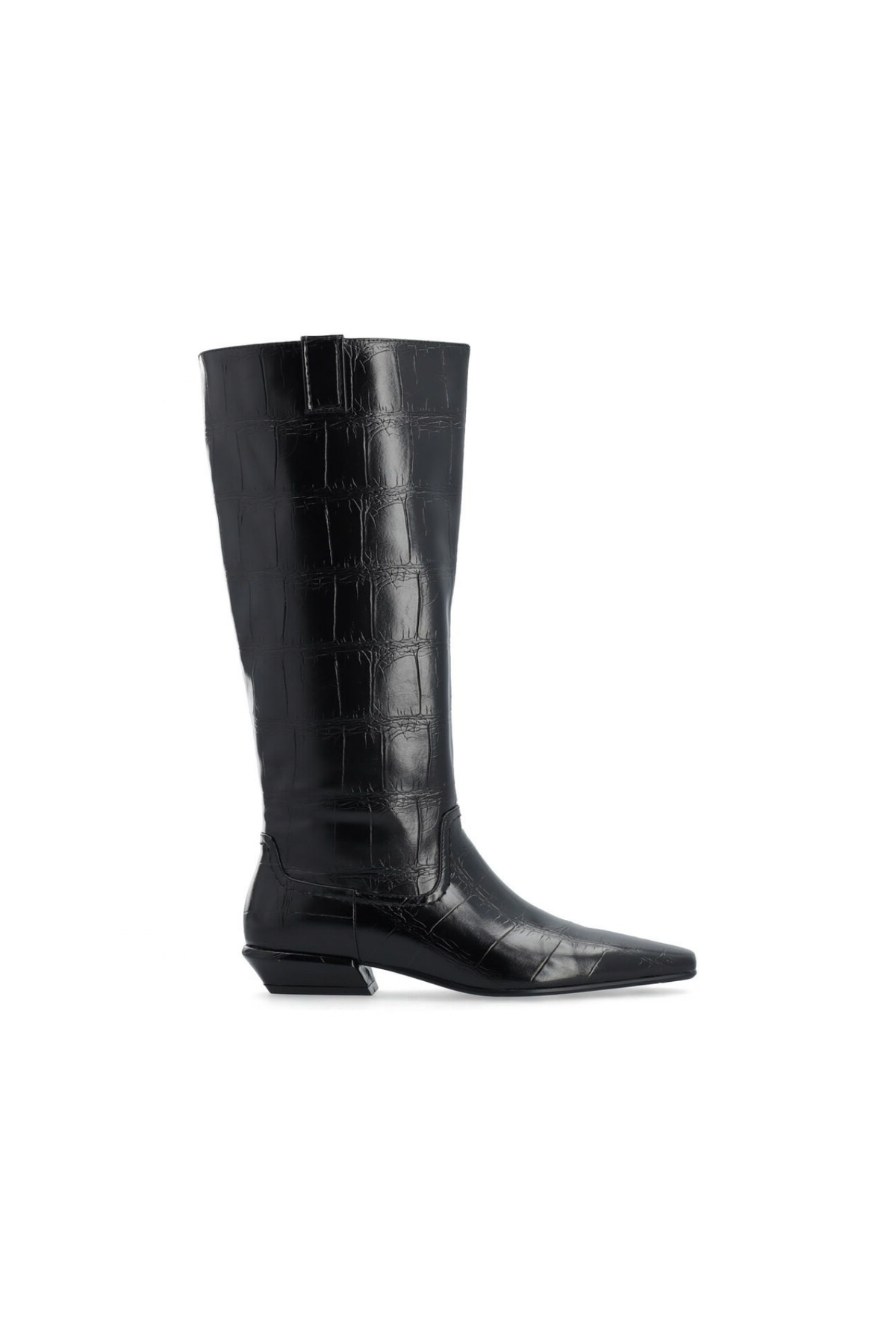 VIVIENNE PULL ON BOOTS - BLACK CROCO