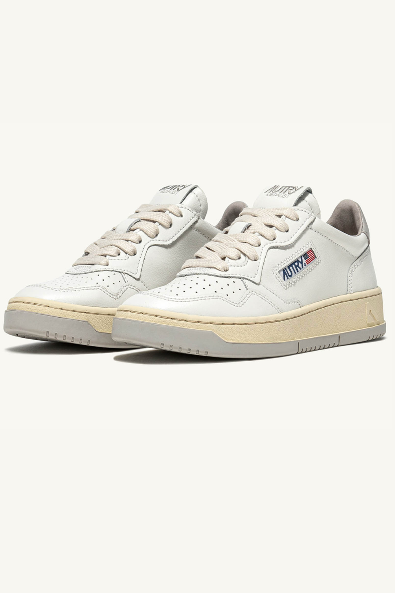 AULM-BB50 - MEDALIST LOW SNEAKERS IN LEATHER COLOR WHITE AND VAPOR