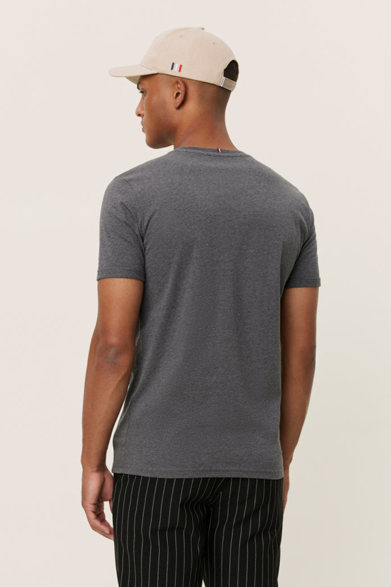 NORREGAARD T-SHIRT - CHARCOAL MELANGE/ORANGE