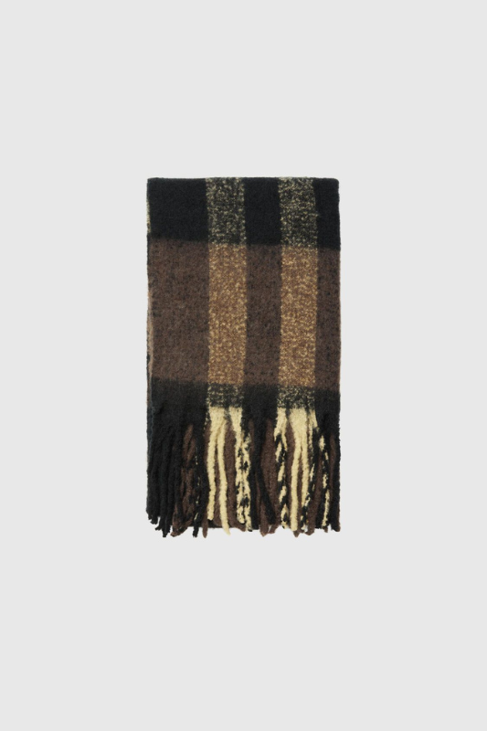 SLFTALLY NEW CHECK SCARF - COFFEE BEAN