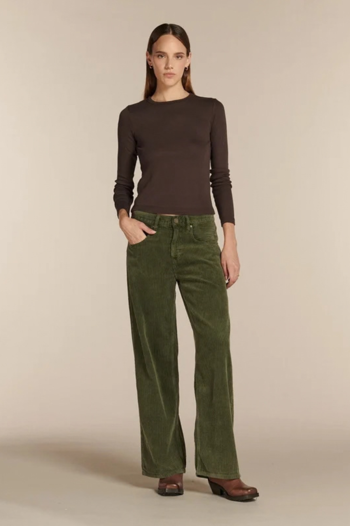RIVER CORDUROY DYE JEANS - ARMY SAGE